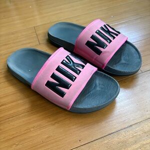 Nike Kids Black and Pink Slide Sandals